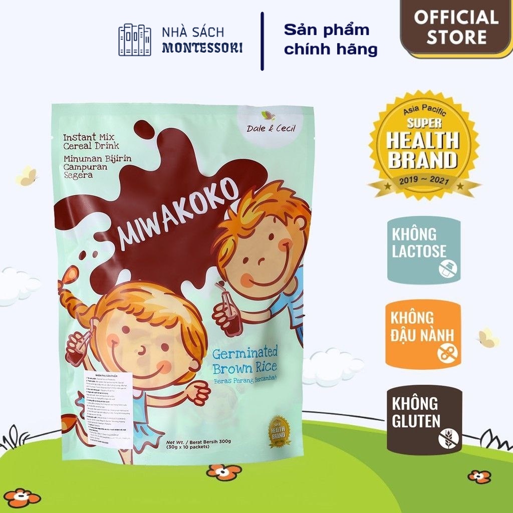 Sữa Công Thức Hạt Thực Vật Hữu Cơ Vị cacao MIWAKOKO 300g x 1 túi, Sữa Miwako cho bé dị ứng đạm sữa bò, chậm nói