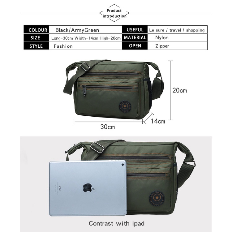 Túi Đeo Chéo Nam Vải Bố Bền Đẹp Chống Thấm Nước_Túi Đeo Vai Nam Nhiều Ngăn Chứa Đồ_Kiểu Dáng Trẻ Trung_Năng Động