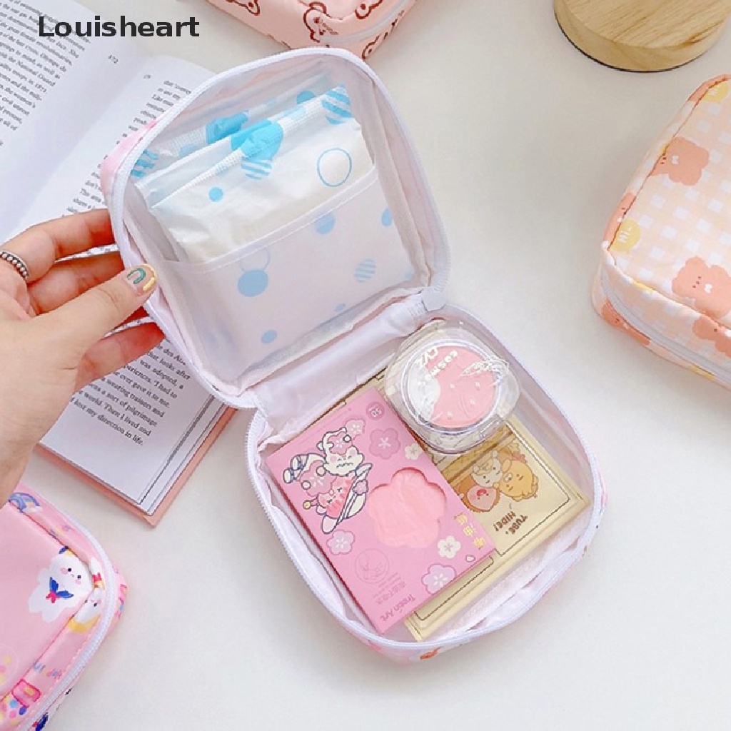 Louisheart Túi Đựng Tiền Xu / Khăn Ăn Mỹ Phẩm Tampon Mini Hình Gấu Đáng Yêu Cho Nữ TFG