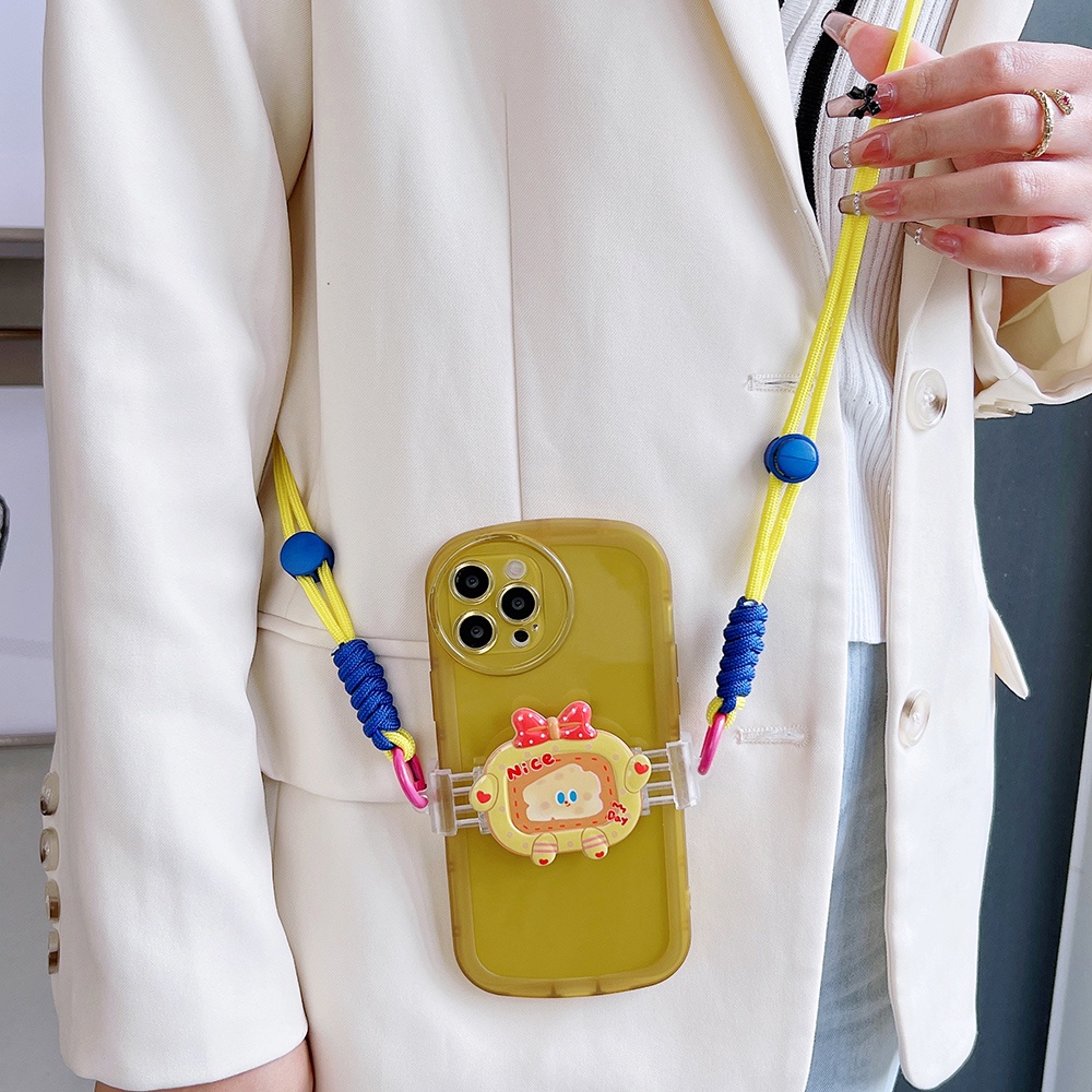 Dây Kẹp Điện Thoại Hình Gấu / Thỏ / Phô Mai / Gấu Nhiều Màu Chống Thất Lạc Dễ Phối Đồ
