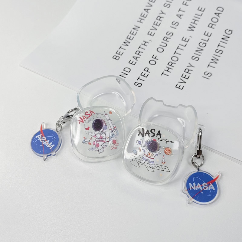 Vỏ rõ ràng cho Baseus Bowie WM02 TWS Cute Dog Bear Hoạt hình Phi hành gia Tai nghe Shell Baseus WM02 Soft TPU Transparent Stitch Protective Cover with Ornament Hook