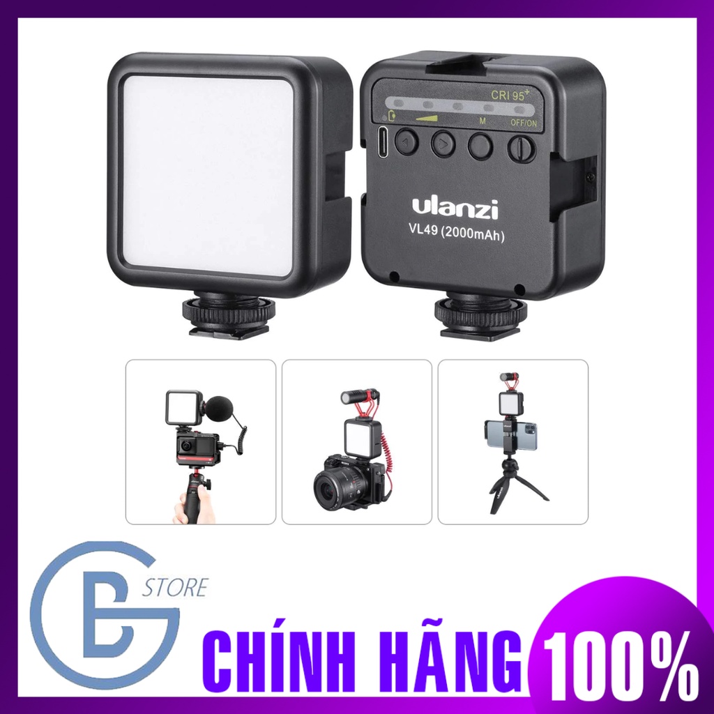 Ulanzi VL49 - Đèn Led Mini Quay Vlog, Chụp Ảnh Sản Phẩm, Tích Hợp Pin Sạc 2000mAh - Hàng Chính Hãng