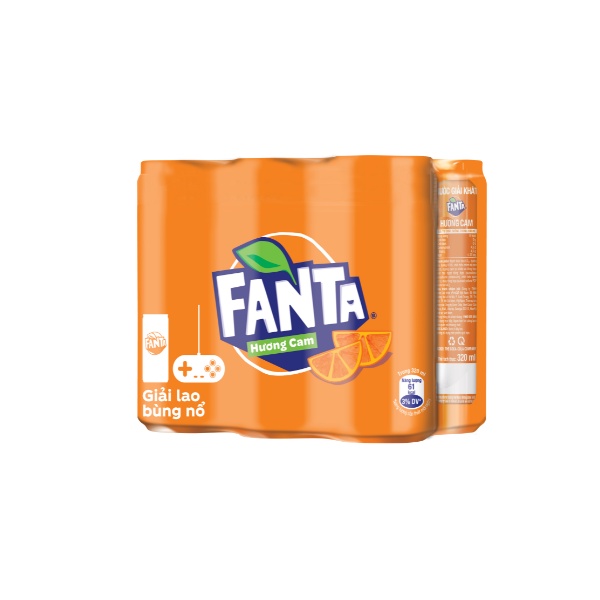 Lốc 6 Lon Nước Giải Khát Có Gas Fanta Cam Lon 320ml