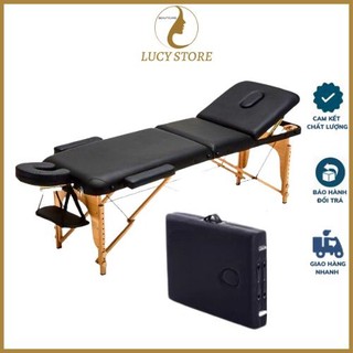 Giường spa cao cấp, giường vali chân gỗ chuyên dụng phun xăm - lucy store thiết bị vật tư spa