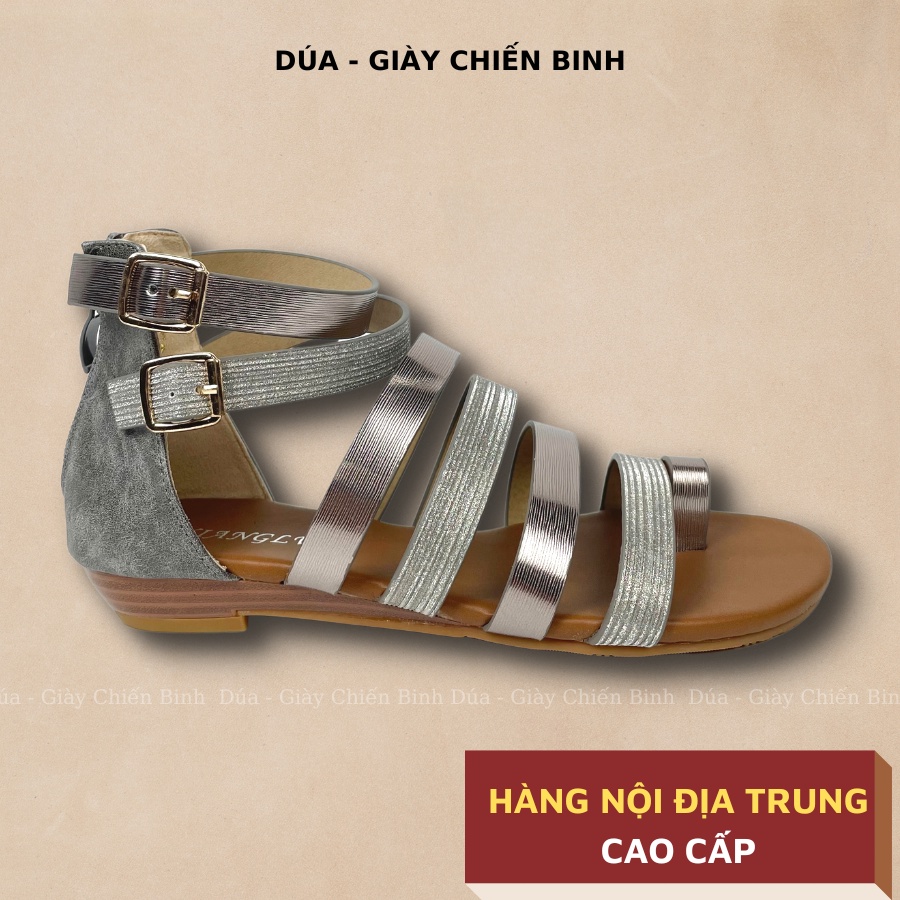 Giày Sandal Nữ Chiến Binh Xỏ Ngón Ánh Kim Đế Cao 2.5 Phân Nội Địa Trung N23