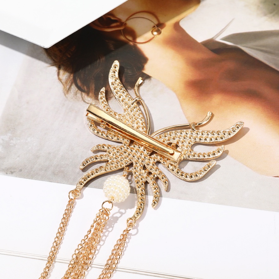 Kẹp Tóc Dạng Chuỗi Hình Bướm Đính Ngọc Trai Và Kim Cương Toàn Diện Bằng Hợp Kim Kiểu Hàn Quốc Cho Nữ