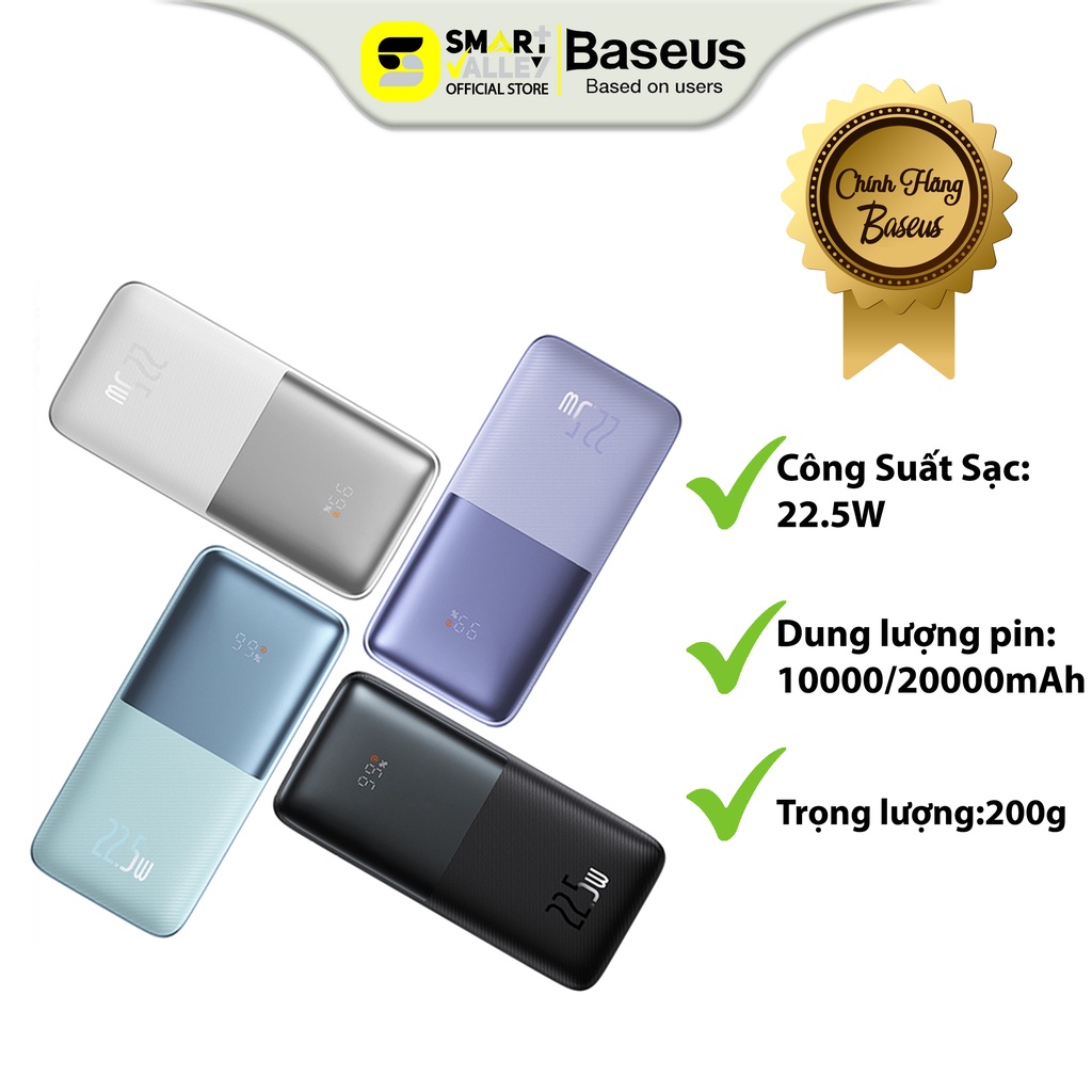 Pin Dự Phòng Sạc Nhanh Baseus Bipow Pro Digital Display Fast Charge Power Bank 20.000Mah ,20W, Có LED, Pin Lithium.