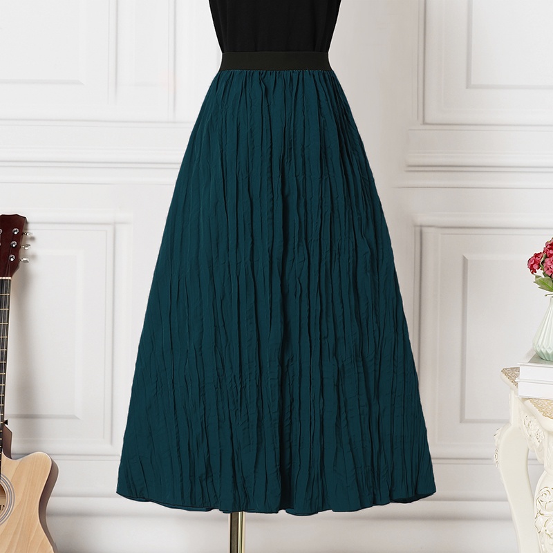 Chân váy ZANZEA midi chữ A lưng thun xếp ly thời trang công sở cho bạn gái