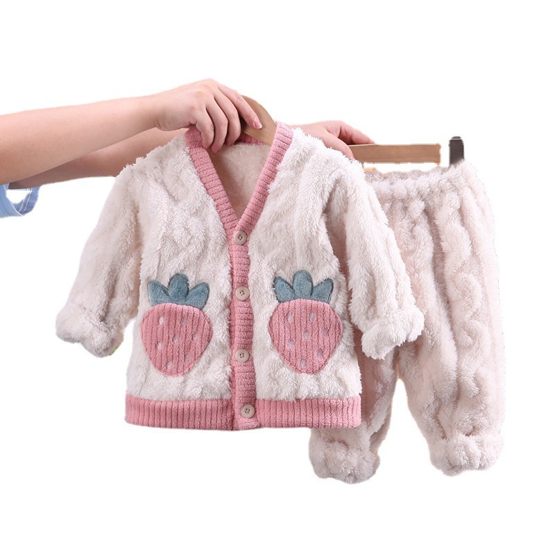 Bộ đồ ngủ IQ ANGEL vải flannel giữ ấm áp size lớn thời trang mới dành cho bé gái