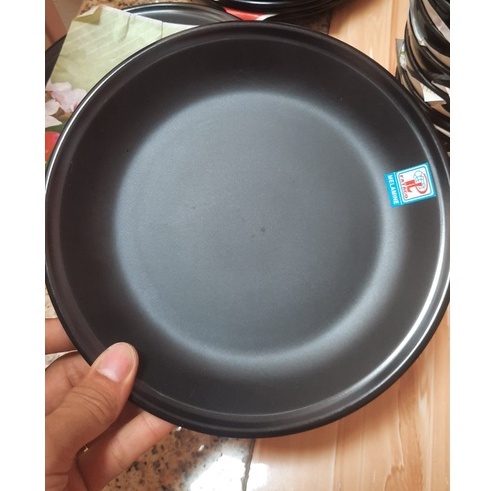 Dĩa tròn nhám đen nhựa Melamine nhiều Size