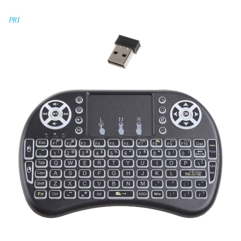 Bàn PhíM Không Dây pri i8 2.4G TíCh HợP ChuộT Bay, TíCh HợP ĐèN NềN Cho Laptop TV Androids Box Ke