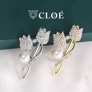 Ghim cài áo nữ hoa Tulip trâm cài đính đá hình cao cấp sang chảnh phụ kiện trang sức cài áo Cloe Accessories