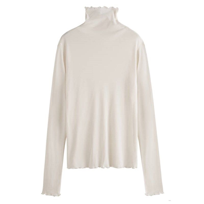 Áo Thun Lưới Tay Dài Cổ Cao Ôm Dáng Màu Trơn Đơn Giản Hợp Thời Trang Mùa Thu Mới Cho Nữ