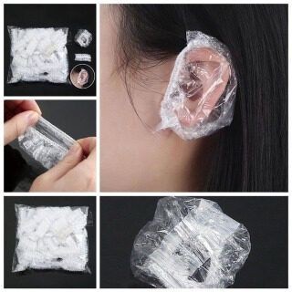 2 chiếc bịt tai nilong giúp bảo vệ tai tránh bị dính thuốc nhuộm và hóa chất