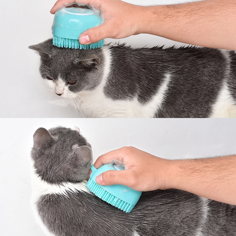 Bàn chải tắm thú cưng DORRIKEY LI0350 bằng silicon có ngăn đựng sữa tắm tạo bọt mát xa và làm sạch hiệu quả cho chó mèo