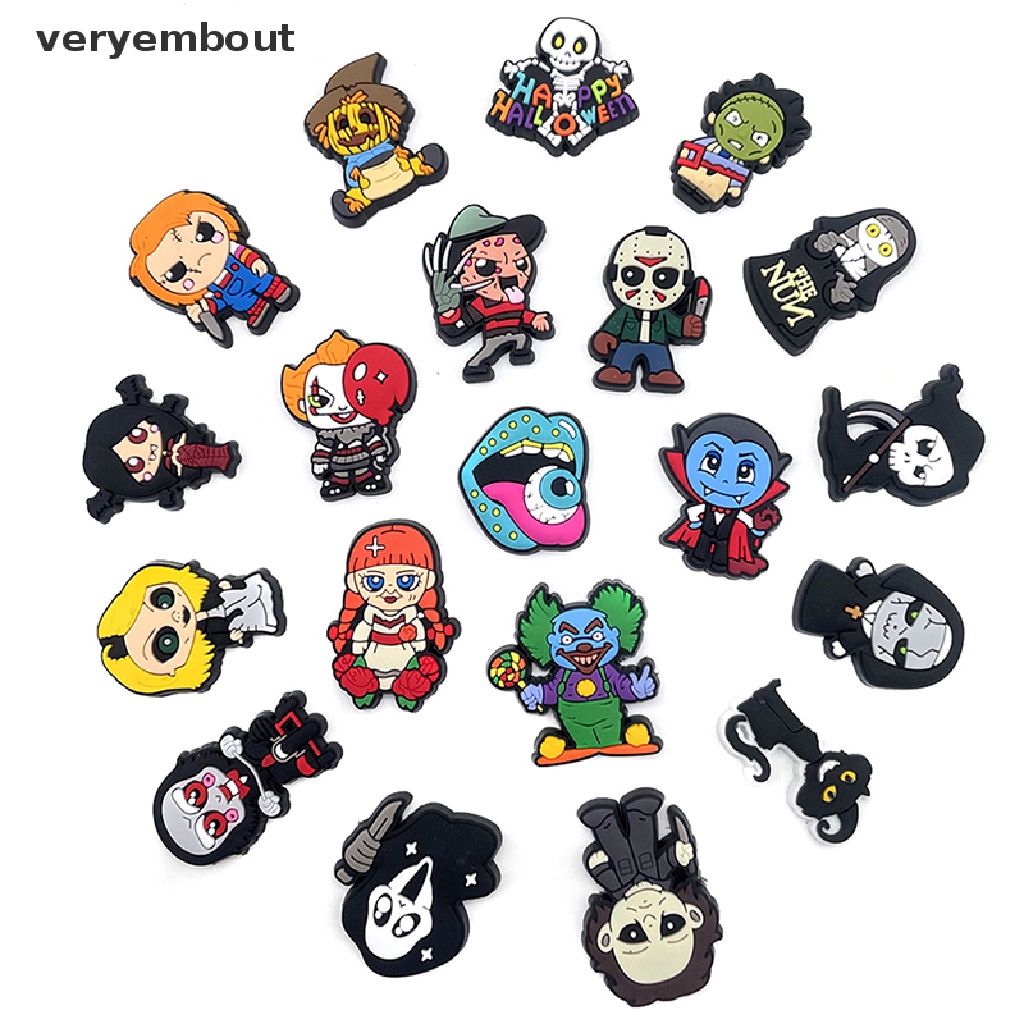 Ut Set 5 Khóa Dây Giày PVC Phong Cách Phim Kinh Dị Hóa Trang Halloween