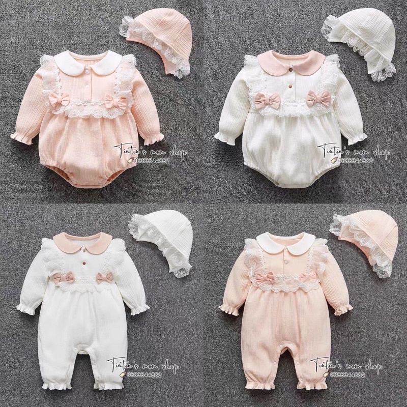 Sét body chip hồng đất kèm mũ tiểu thư dành cho bé gái