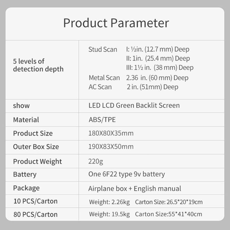 Máy Dò Tường Cảm Biến Siêu Âm 5 Trong 1 Với Màn Hình LCD Báo Động AC
