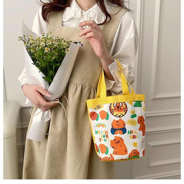 Túi Xách bucket In Hình Hoạt Hình Nhật Bản Dễ Thương Cho Nữ