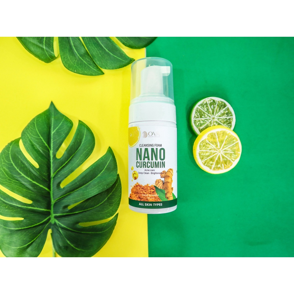 Combo Nano bưởi đỏ Hera làm sáng da đẹp dáng và Sữa rửa mặt Nano Curcumin Ova giảm mụn sạch sâu