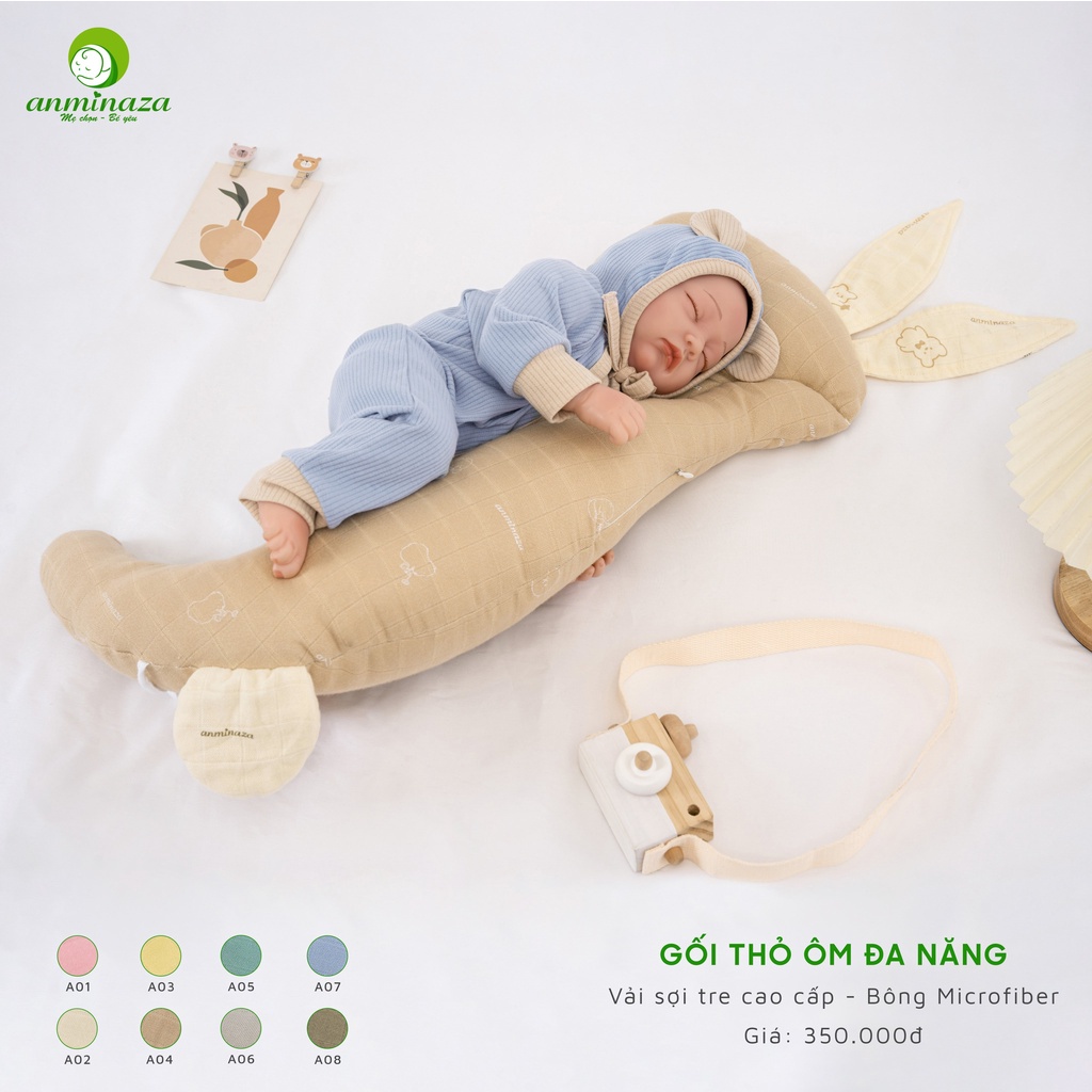Gối ôm thỏ đa năng sợi tre Anminaza bông Microfiber cao cấp