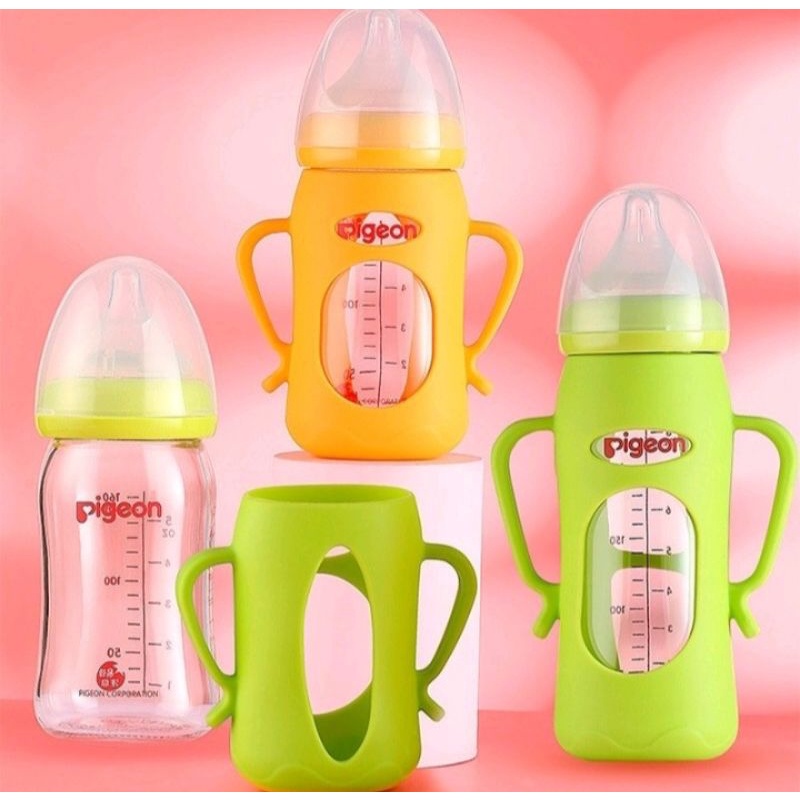 Vỏ bọc silicon chống vỡ bình thuỷ tinh Pigeon 160ml/240ml(có sẵn)