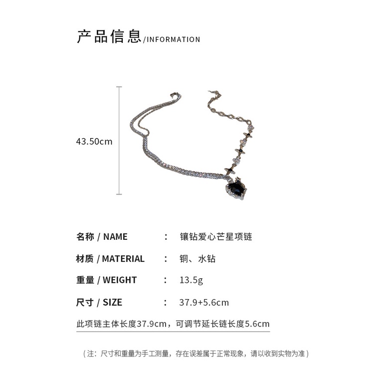 DREJEW Dây Chuyền Mặt Hình Ngôi Sao Trái Tim Đính Đá Ngọt Ngào Thời Trang Cho Nữ