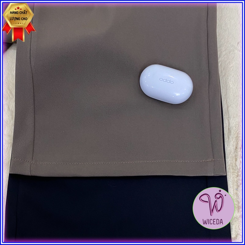 Quần suông nữ phối cạp ống rộng Wiceda ,quần dài cạp cao 2 màu đen nâu phong cách cá tính tôn dáng cùng với croptop QC75