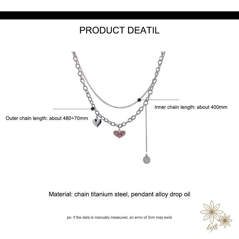 Vòng cổ Hai Lớp Mặt Hình Trái Tim Thời Trang Dành Cho Nữ