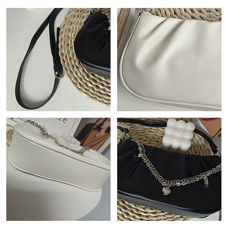 MISCHA Túi Xách Đeo Vai Da Mềm Họa Tiết Đám Mây Xếp Ly Cỡ Nhỏ Thời Trang Cho Nữ