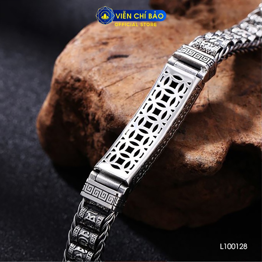 Lắc tay bạc nam Lục tự Om Mani Padme Hum chất liệu bạc Thái 925 thời trang phụ kiện trang sức Viễn Chí Bảo L100128