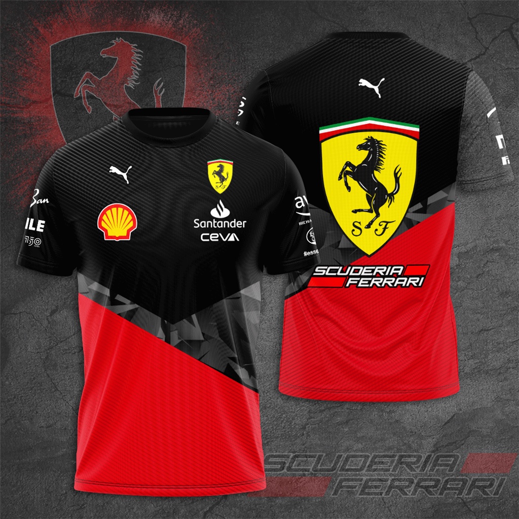 Áo Thun Tay Ngắn In Hình Xe Đua Ferrari Thời Trang Mùa Hè Cho Bé Trai
