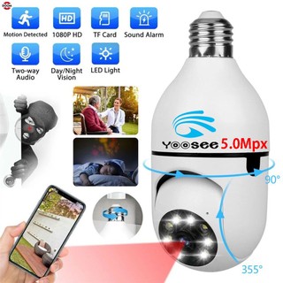 Camera Yoosee bóng đèn thế hệ mới 5.0MP - xoay 360 độ, xem đêm có màu, mẫu mới 2022 MÃ BÓNG ĐÈN