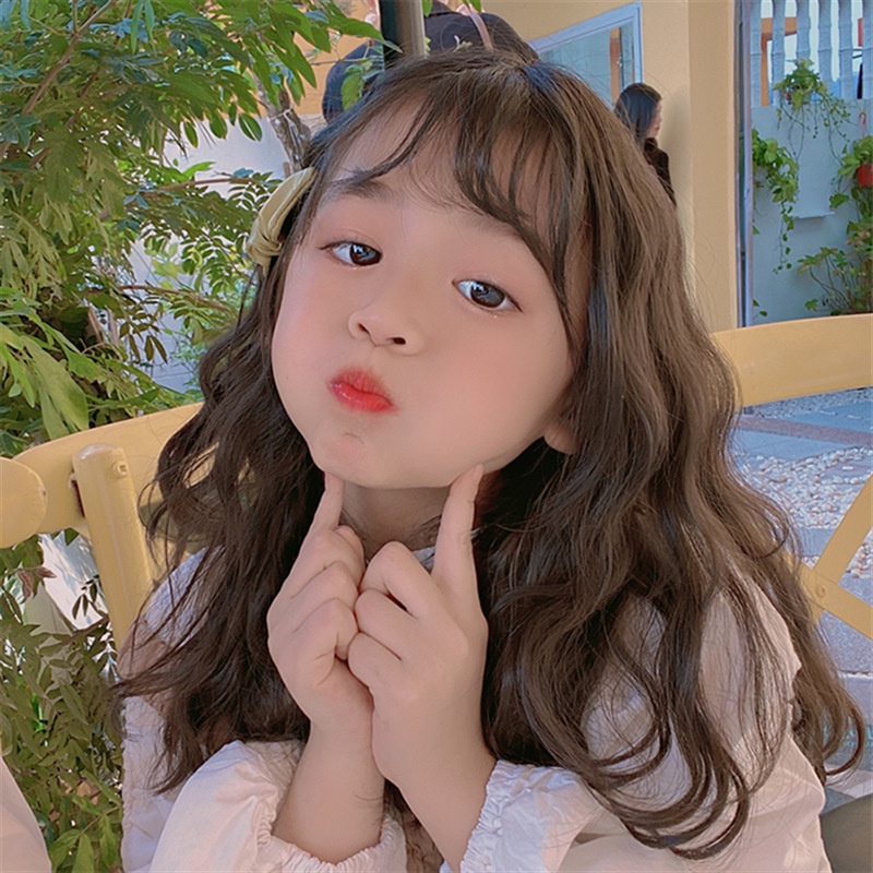 Bộ Tóc Giả Xoăn Dài Trung Bình Che Phủ Toàn Diện Cho Bé Gái