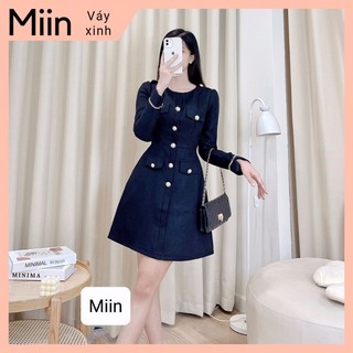Váy dạ dài tay viền 4 túi nắp