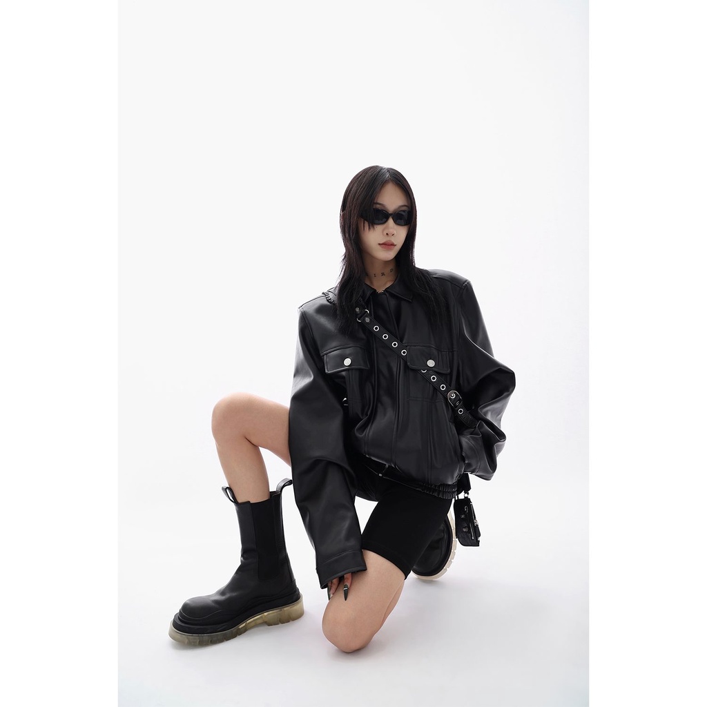 Áo Khoác Da Dáng Ngắn Thời Trang Xuân Thu 2022 Cho Nữ