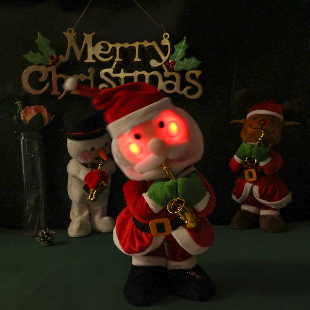 1 Búp Bê Điện Tử Nhồi Bông Hình Ông Già Noel Tuần Lộc Nhảy Múa Hát Trang Trí Giáng Sinh / Tiệc Cưới