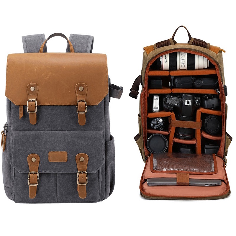 Balo đựng máy ảnh vải canvas.BK_3080B