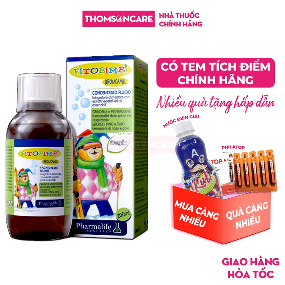 Broncamil Bimbi - Siro hỗ trợ giảm ho cho bé do lạnh, ho có đờm - của hãng Fitobimbi - Nhập khẩu từ Ý