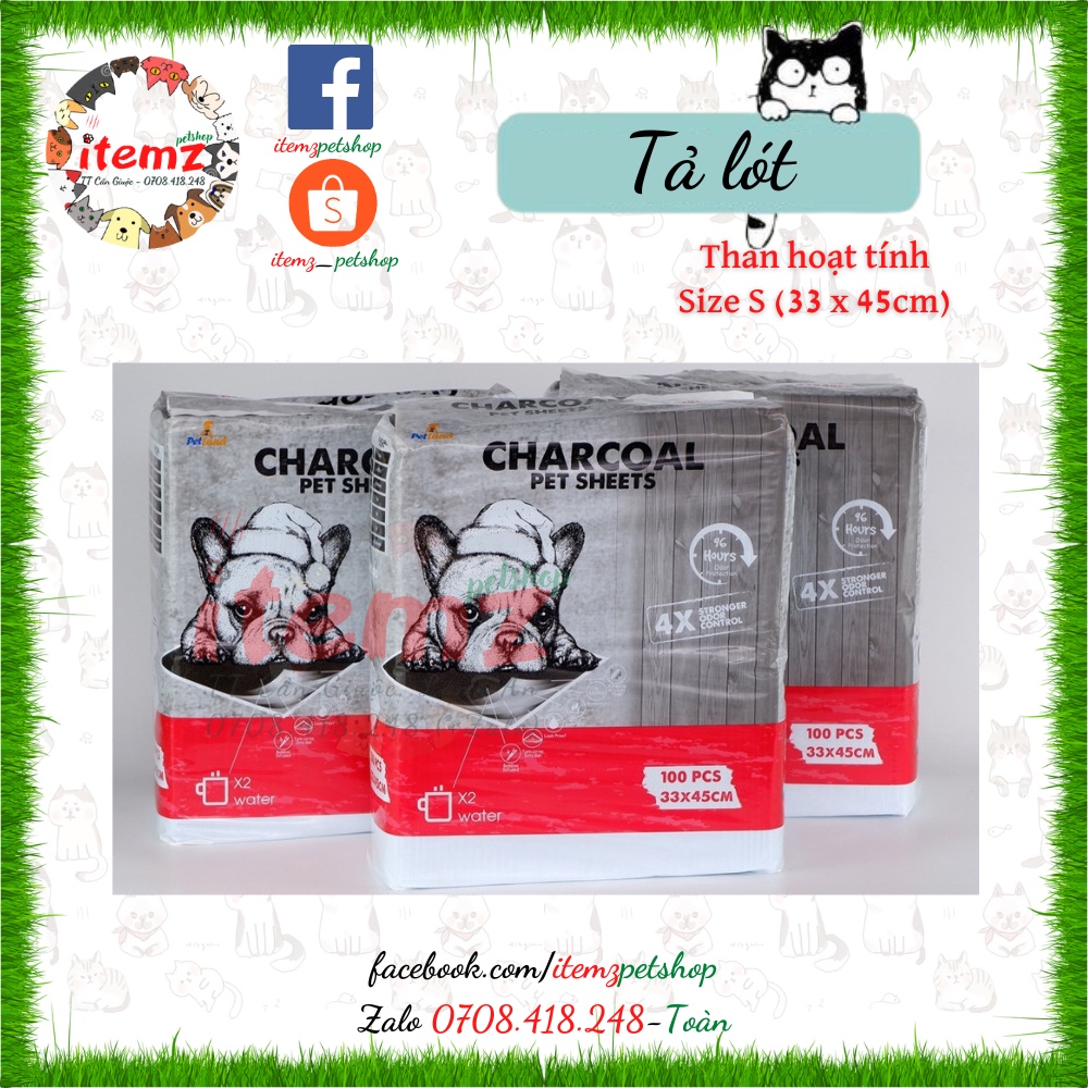 TÃ LÓT CHUỒNG CHO CHÓ MÈO, THÚ CƯNG CHARCOAL THAN HOẠT TÍNH