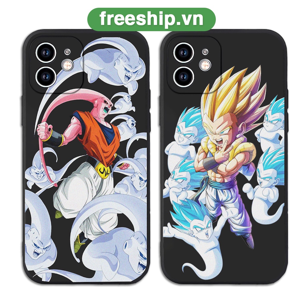 Ốp iphone cạnh vuông Dẻo Hoạt Hình Dragon Ball - Majin Buu - Gotenks cho IPhone 7 8Plus X XR 11 12 13 14 Pro Max