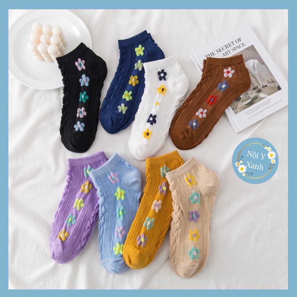Tất vớ nữ họa mi vật liệu vải Hàn co và giãn bốn chiều,kiểu dáng thêu hoa phong thái tối tân tt8 nội y xanh, chất ấm, th