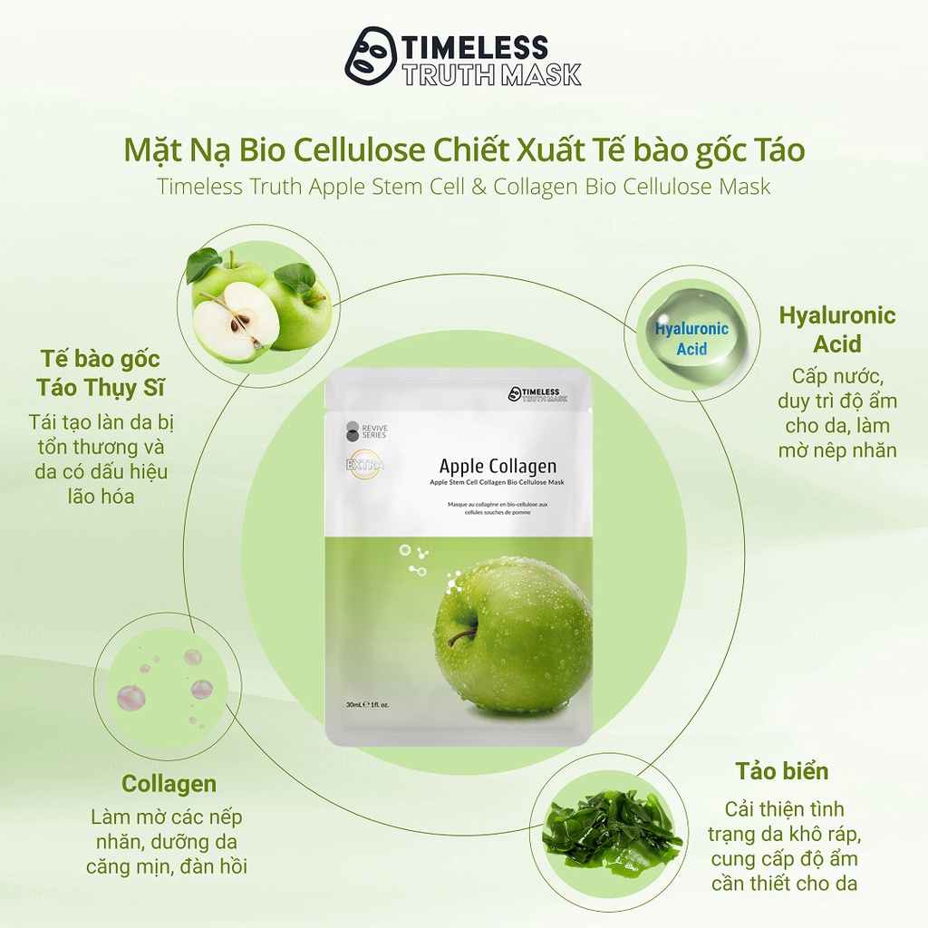 Mặt nạ tế bào gốc chống lão hoá da chiết xuất từ táo Timeless Truth Mask - Apple Collagen (30ml/miếng)