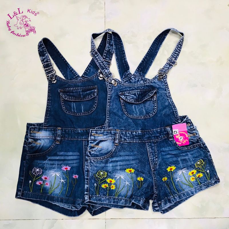 Yếm Jean L&L Kids Bé Gái Cực Đáng Yêu Chất Jean Mềm Mịn Cho Bé 2-6 Tuổi