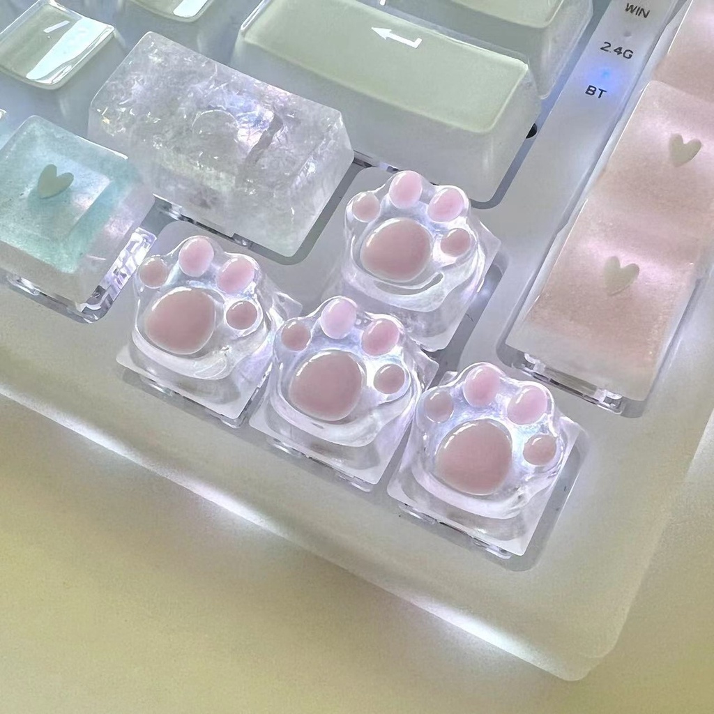 Bàn Phím Cơ 2023 Bằng Nhựa resin Trong Suốt Hình Chân Mèo Nhiều Màu Dễ Thương