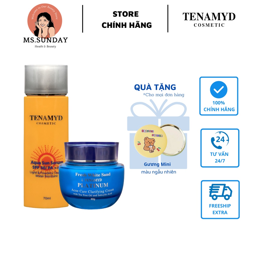 COMBO Dưỡng da + chống nắng cho da dầu mụn Tenamyd