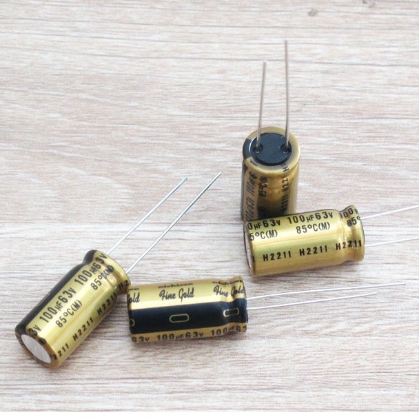 A07 Tụ điện màu vàng 100uF 63V Nichicon Fine Gold (01 con)