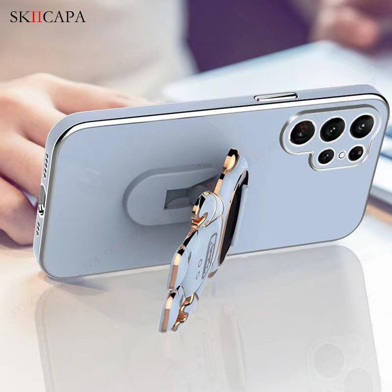 Ốp Điện Thoại Silicon Mềm Mạ Điện Màu Kẹo Hình Phi Hành Gia Hoạt Hình Cho Samsung S23 Ultra S21 S22 + S23 S22 Ultra S21FE