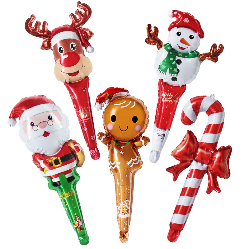 Bong Bóng Phim Nhôm Cầm Tay Hình Ông Già Noel Người Tuyết Tuần Lộc Giáng Sinh Mới