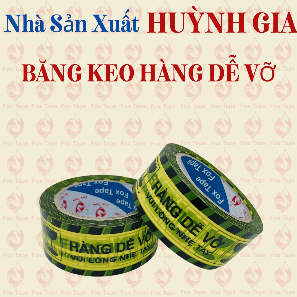 Combo 4 cây Băng Keo Hàng Dễ Vỡ 4 màu vàng đen, cam đen, lá đen, trắng đỏ đóng gói hàng hoá